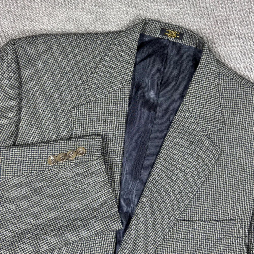Stafford Mens Worsted Wool Micro Houndstooth Blazer Sport Coat 45L